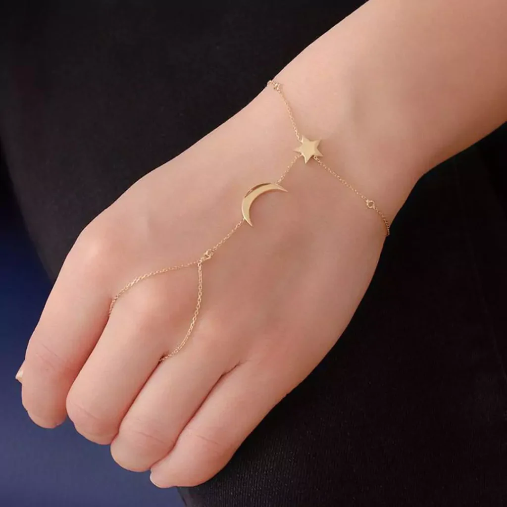 stylish moon and stars gold bracelets