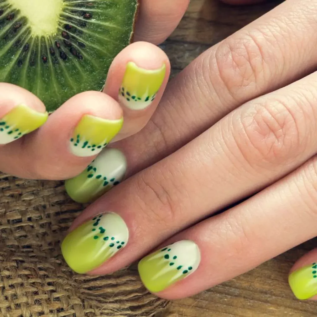 vibrant kiwi nail designs