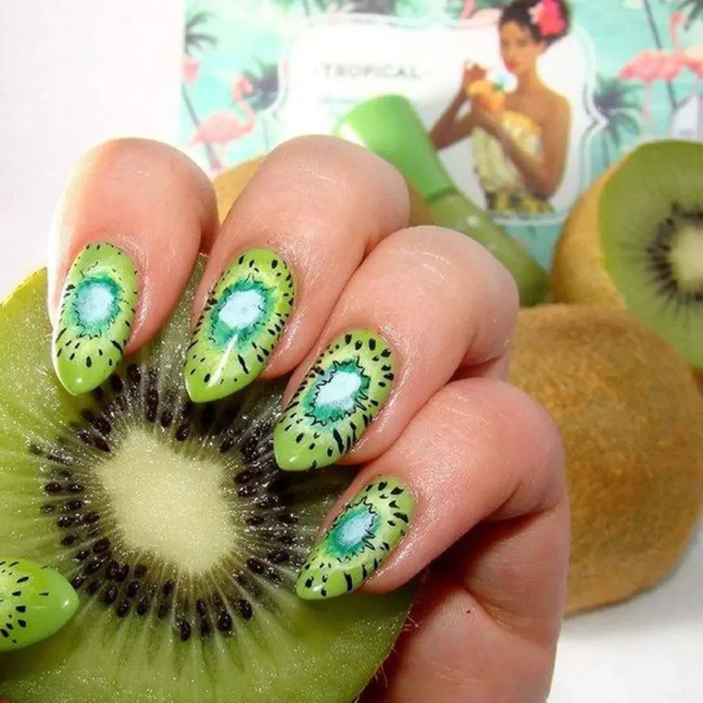 elegant kiwi nail designs