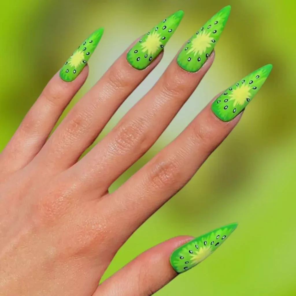 glamorous kiwi nail designs