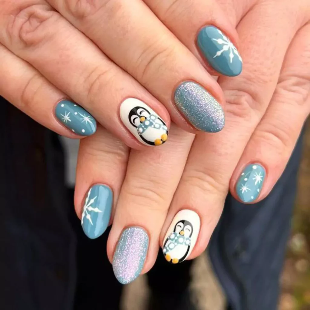 vibrant penguin nail designs