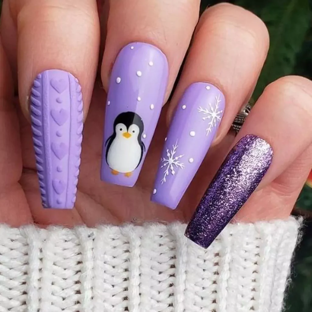 glamorous penguin nail designs