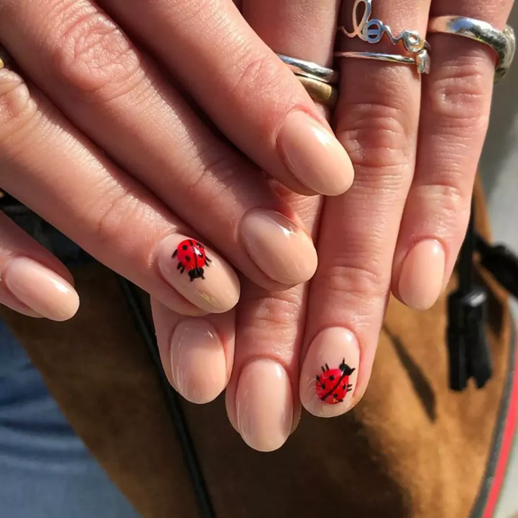 delicate ladybug nail designs