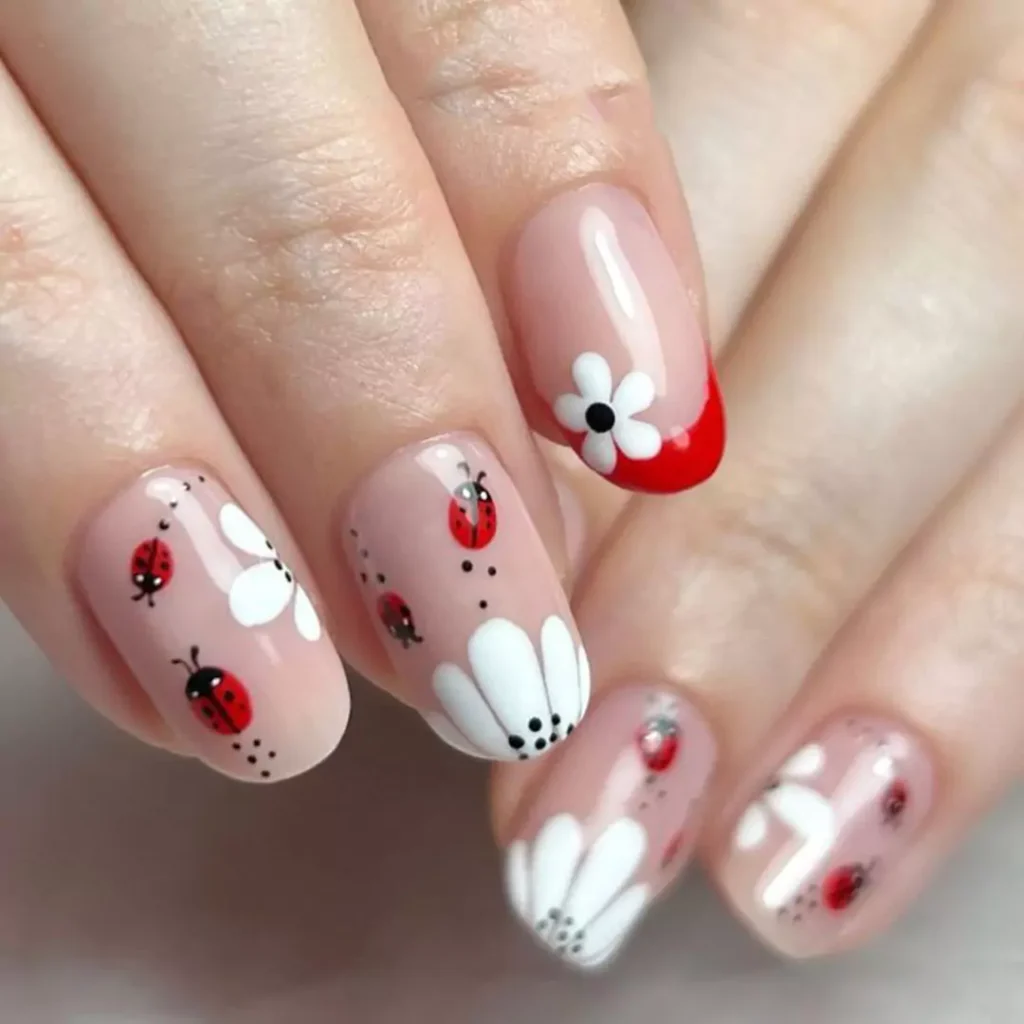 sophisticated ladybug nail designs