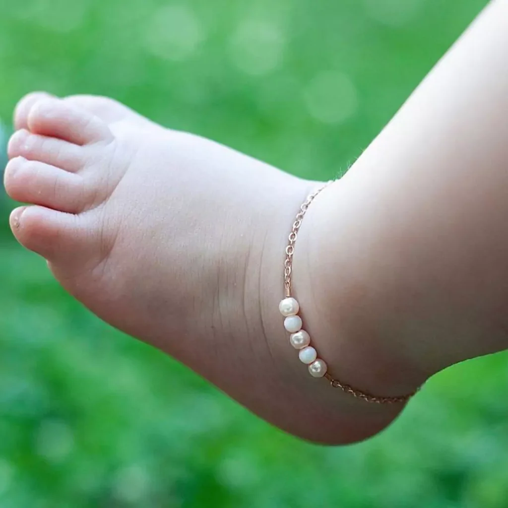 pearl gold anklets for baby girls 