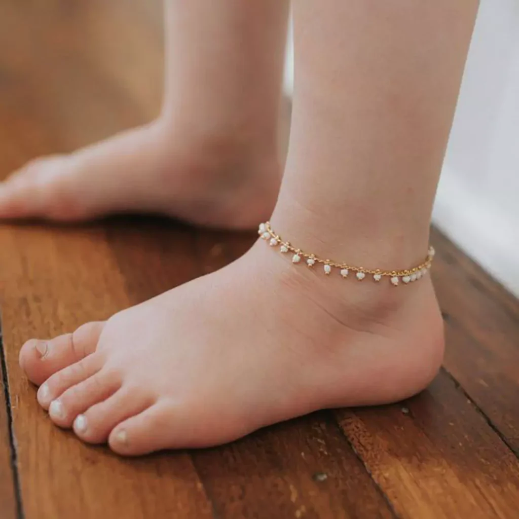 elegant gold anklets for baby girls 