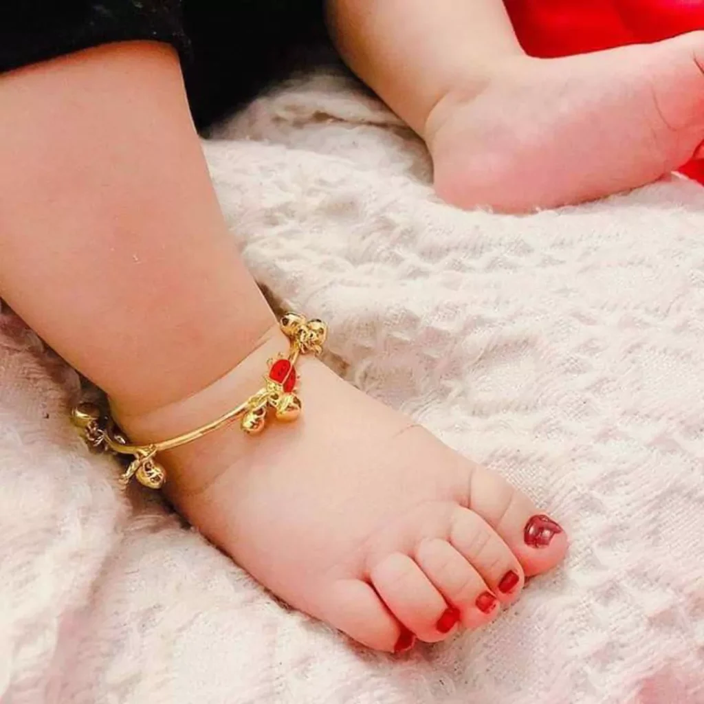 stylish gold anklets for baby girls 