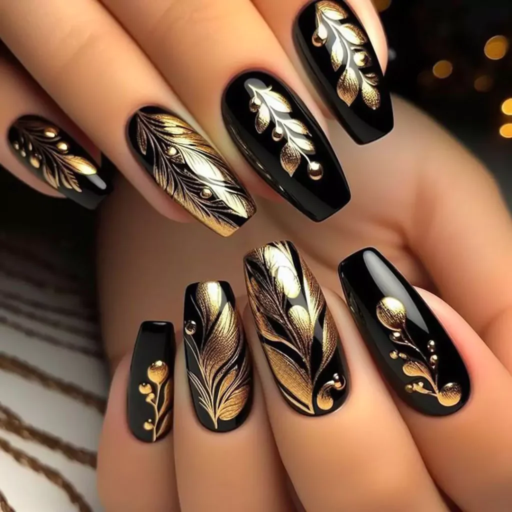 chic black and gold nail designs of 2024