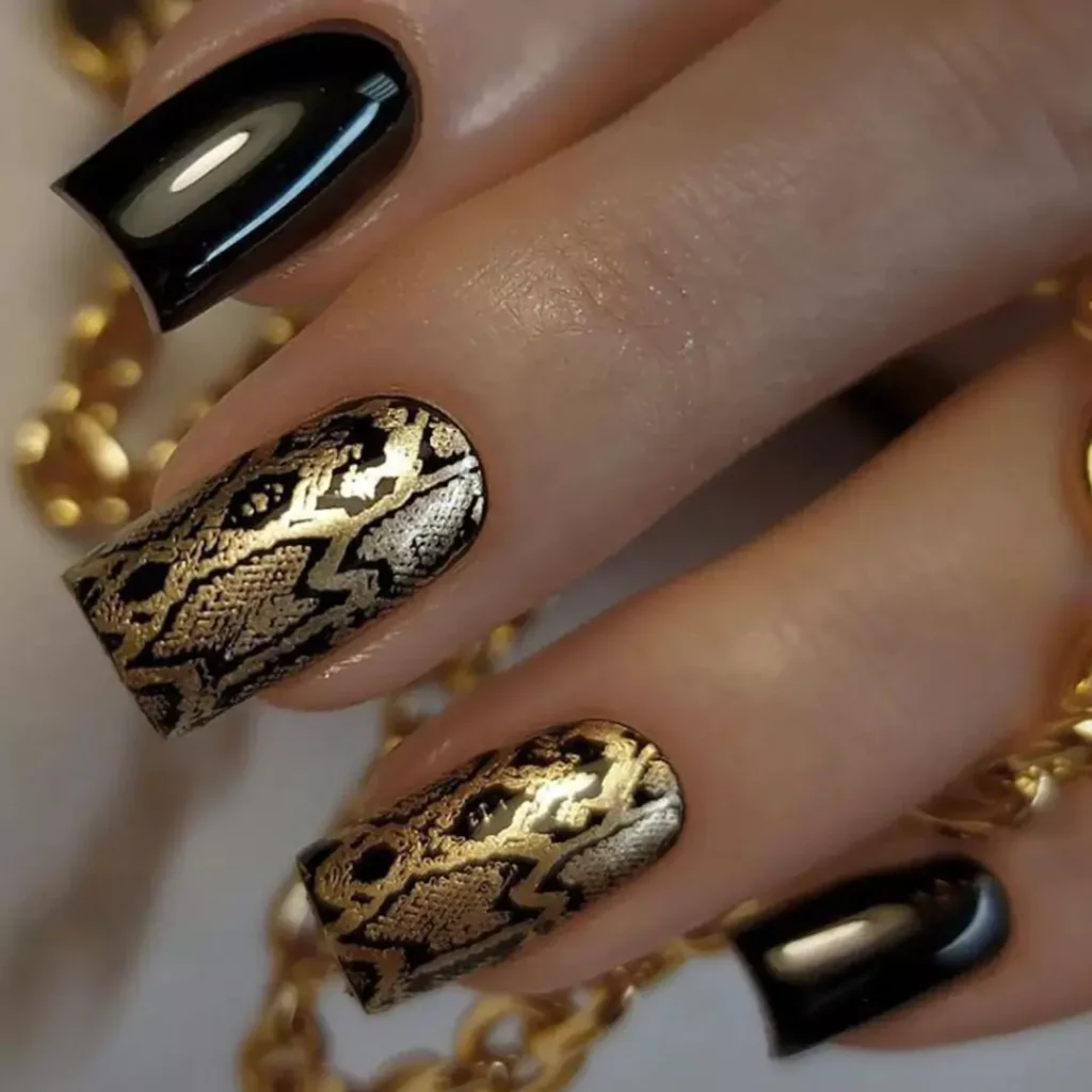 special black and gold nail designs of 2024