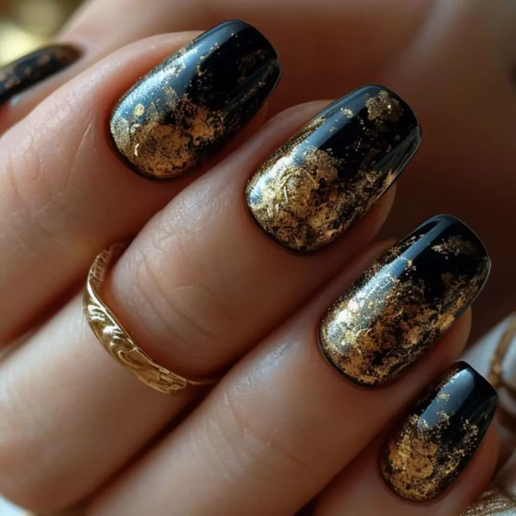 unique black and gold nail designs of 2024