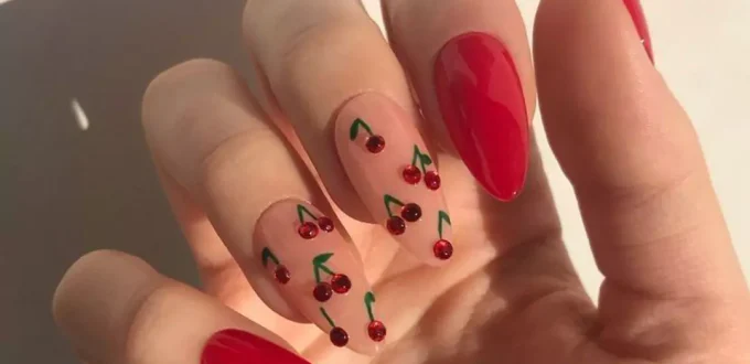 chic cherry nail designs