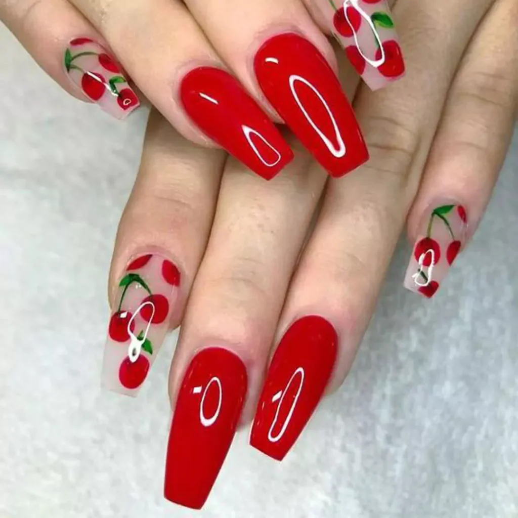 whimsical cherry nail designs