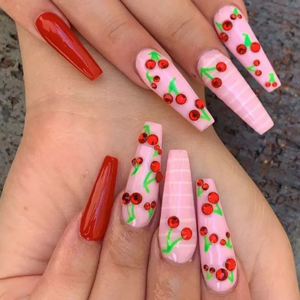 glamorous cherry nail designs