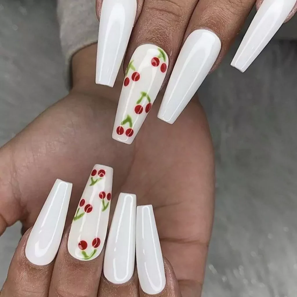 delicate cherry nail designs