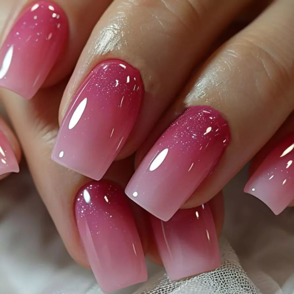 dazzling pink ombre nail designs