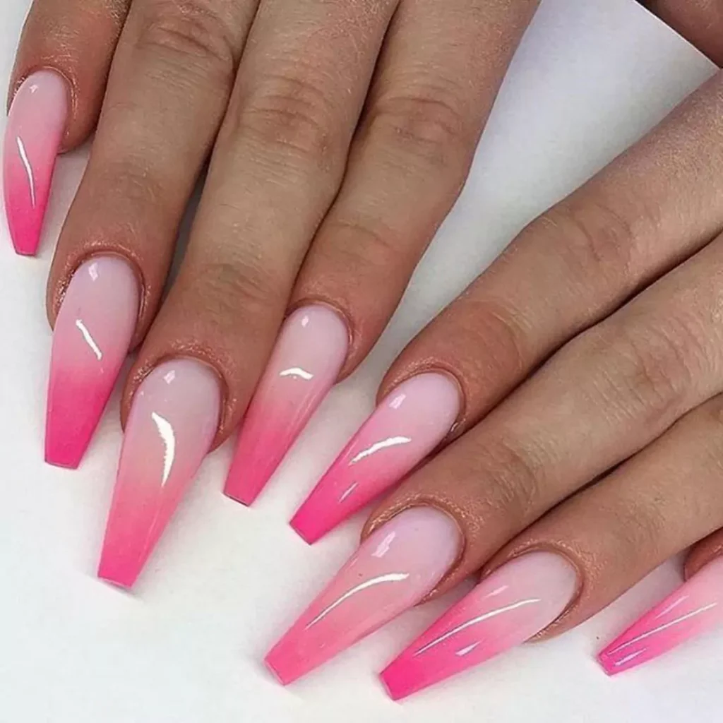 alluring pink ombre nail designs