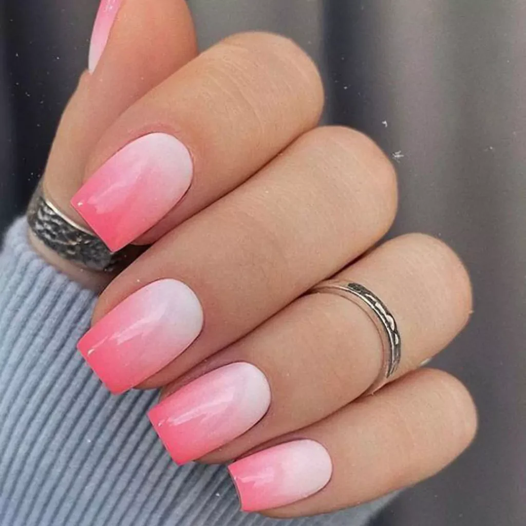 glamorous pink ombre nail designs