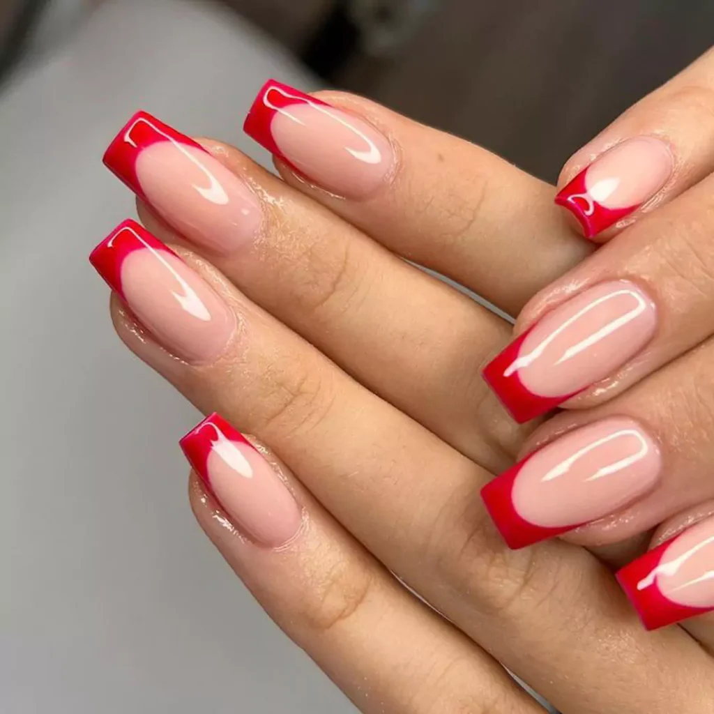 elegant red french tip nail designs