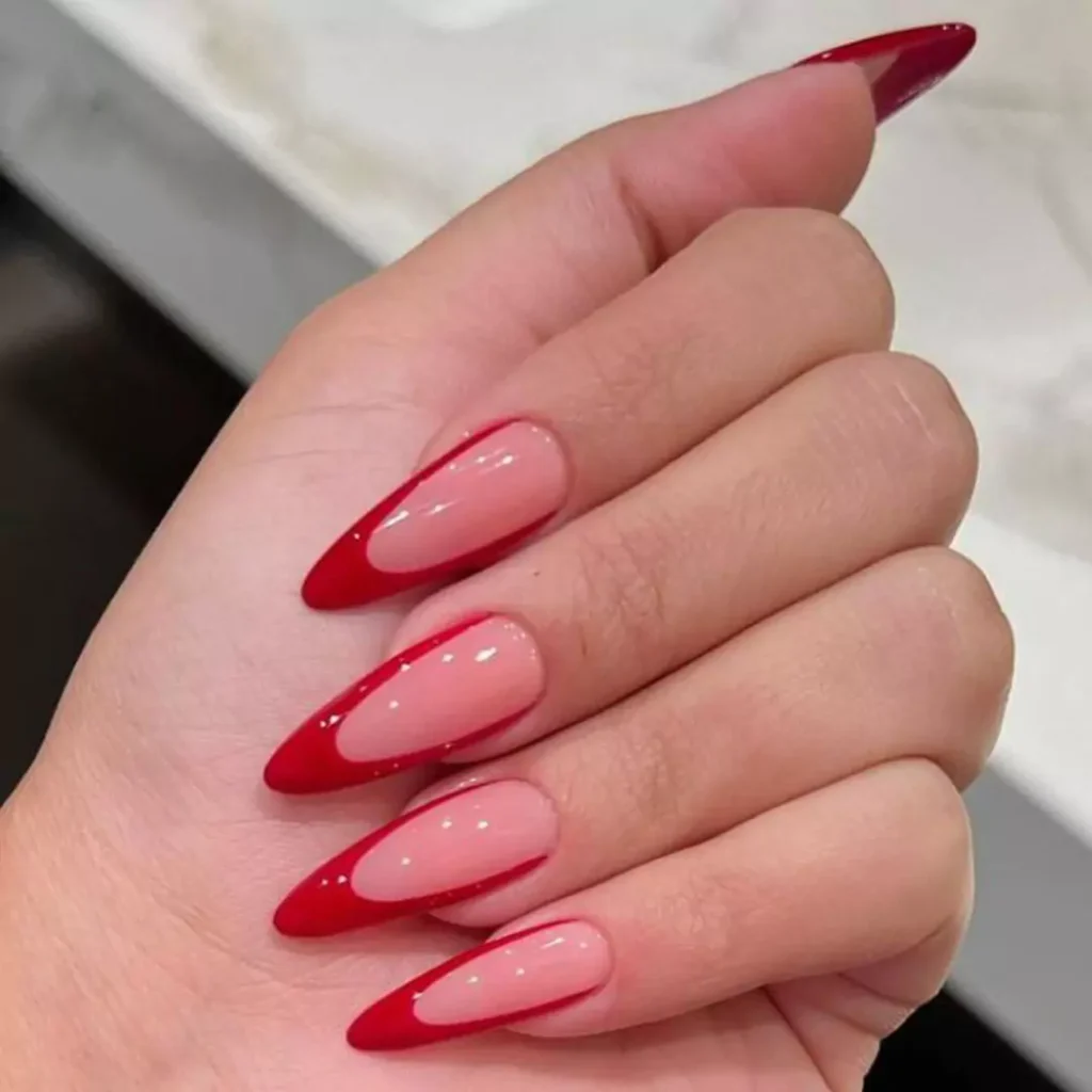 sophisticated red french tip nail designs