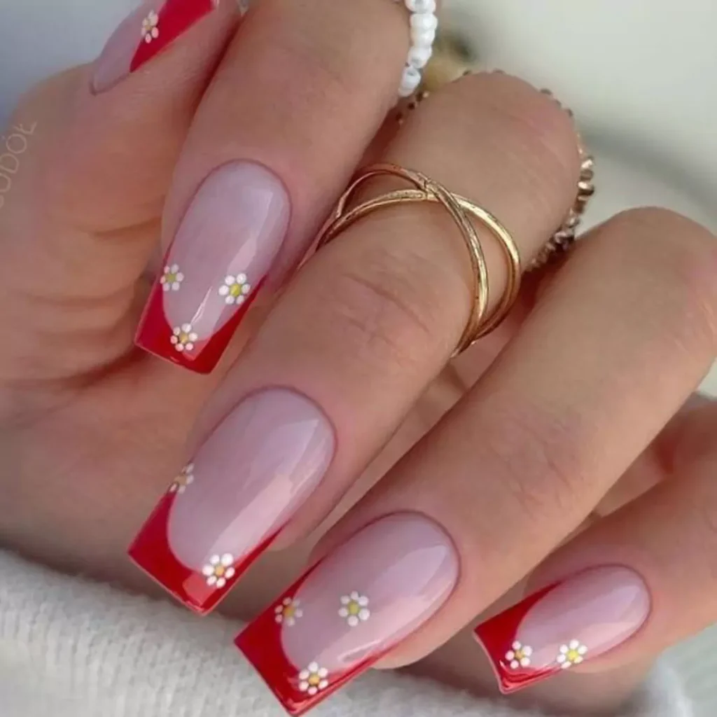 chic red french tip nail designs