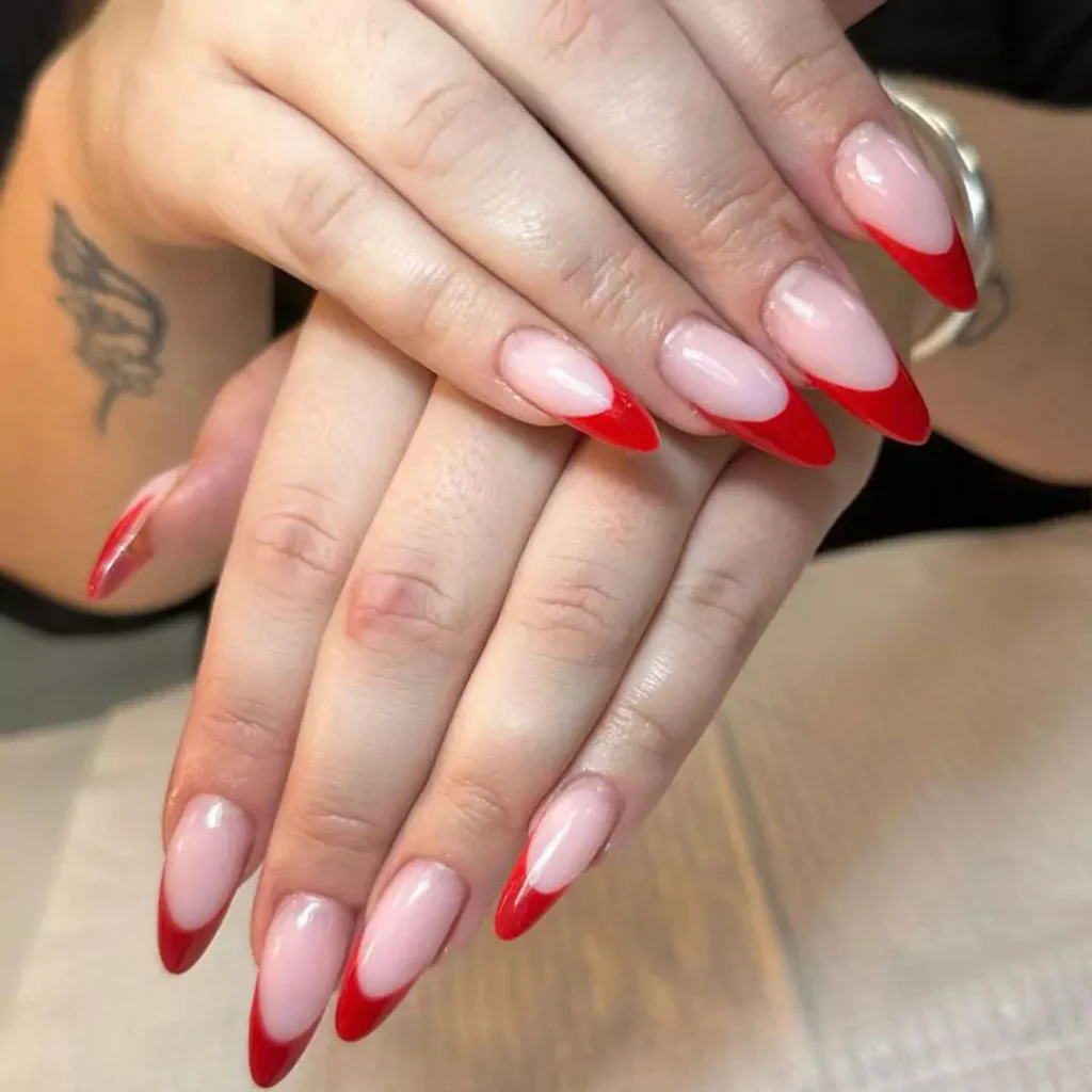 glamorous red french tip nail designs