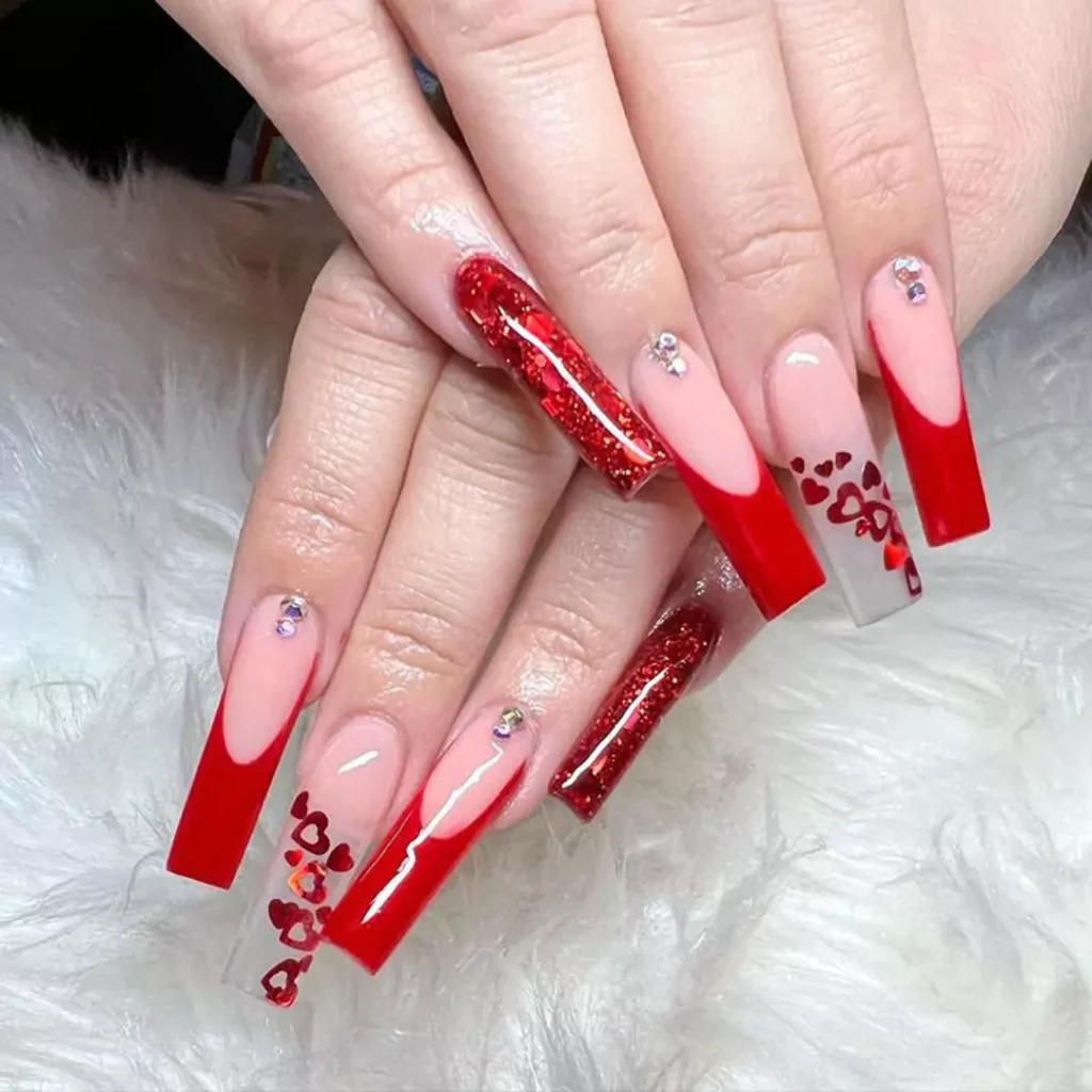 trendy red french tip nail designs