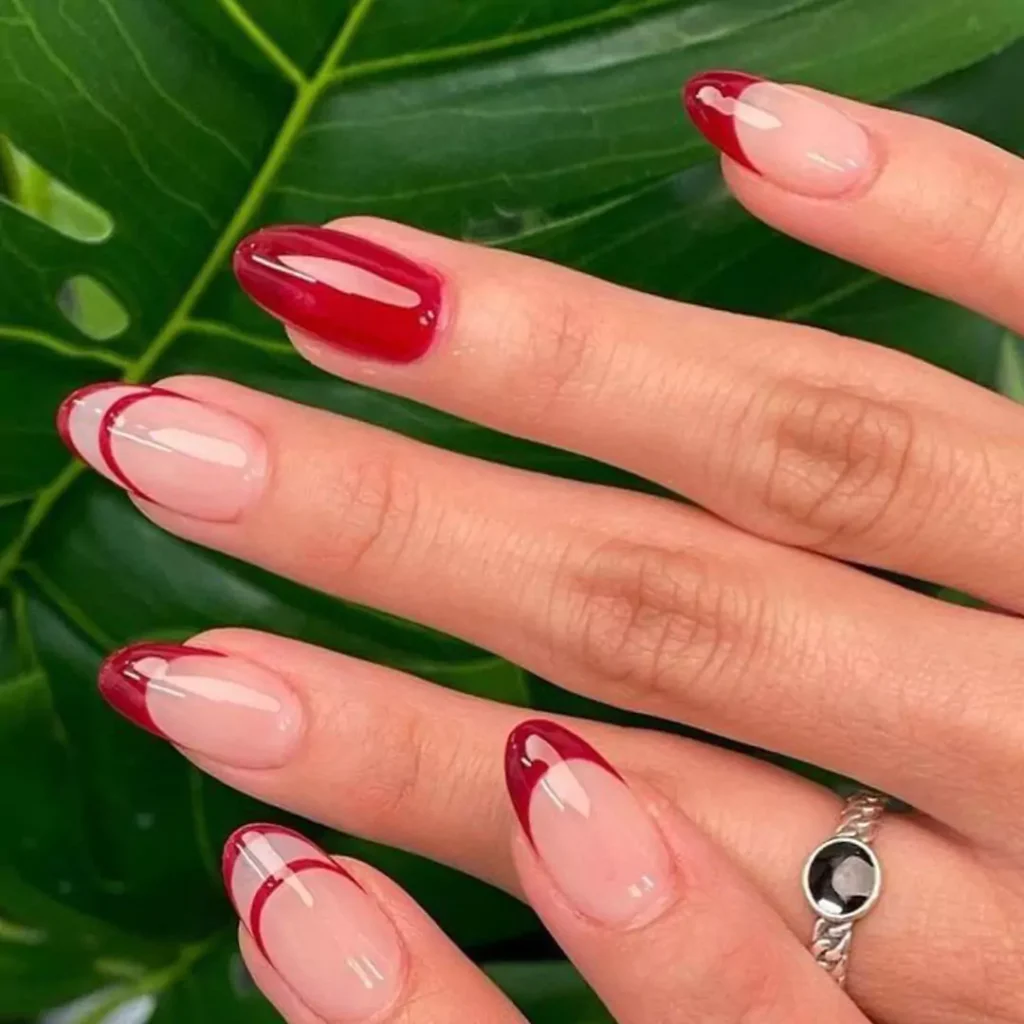 unique red french tip nail designs