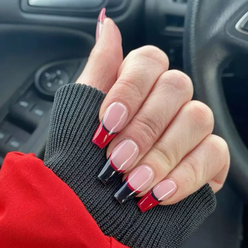 exquisite red french tip nail designs