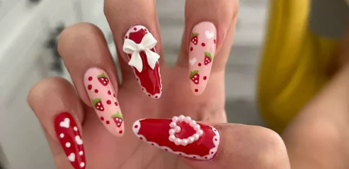 elegant strawberry nail designs