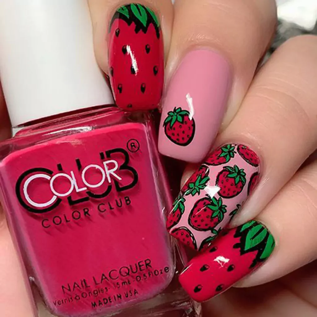 whimsical strawberry nail designs 