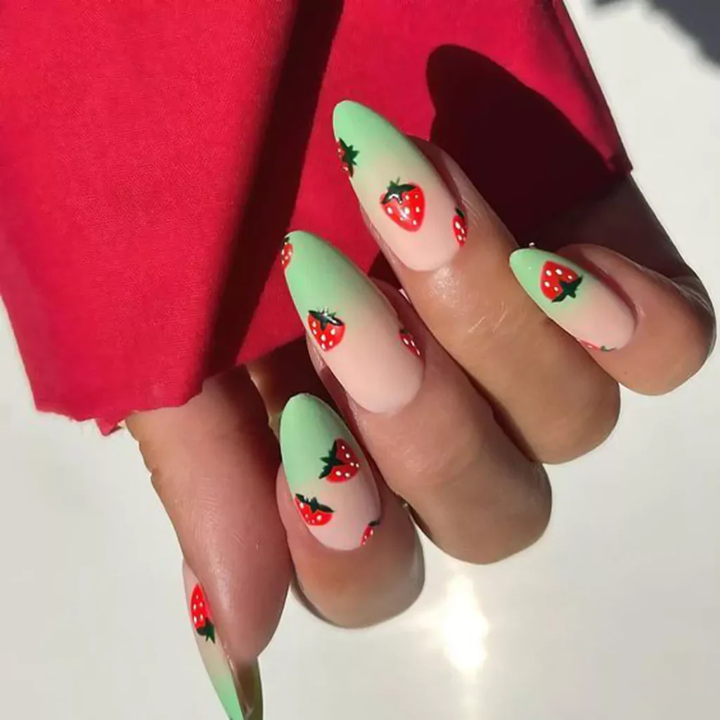 sophisticated strawberry nail designs 