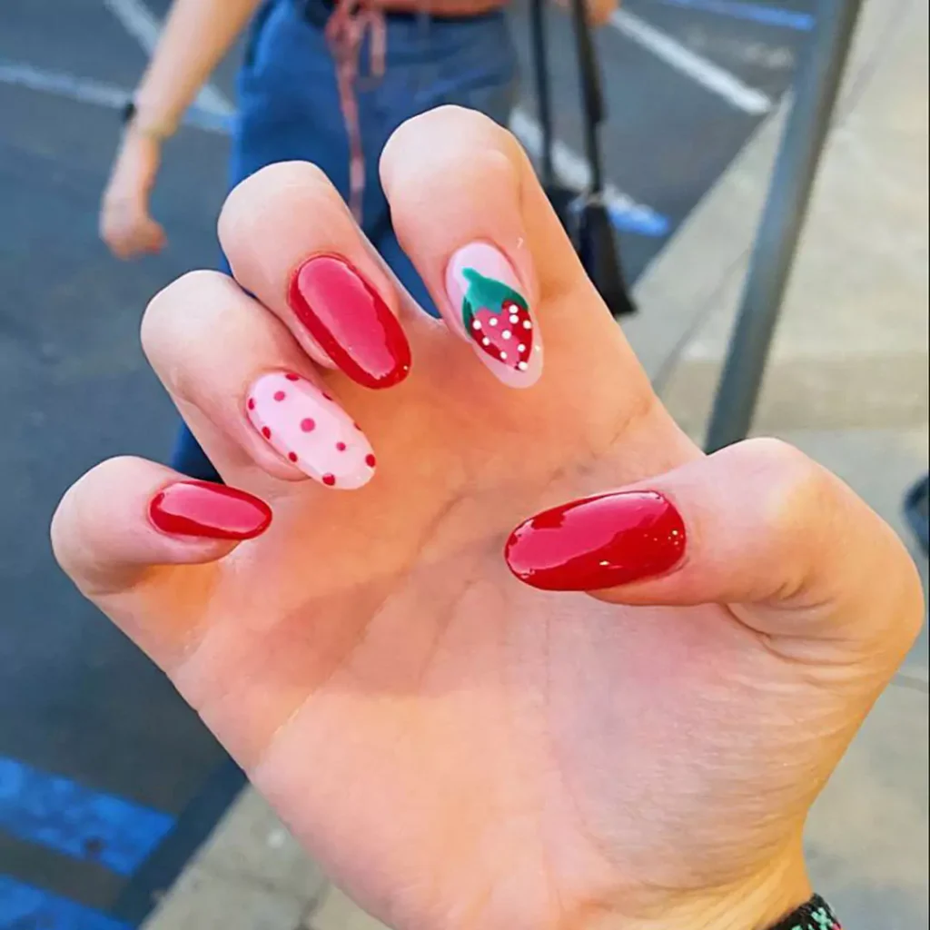 chic strawberry nail designs 