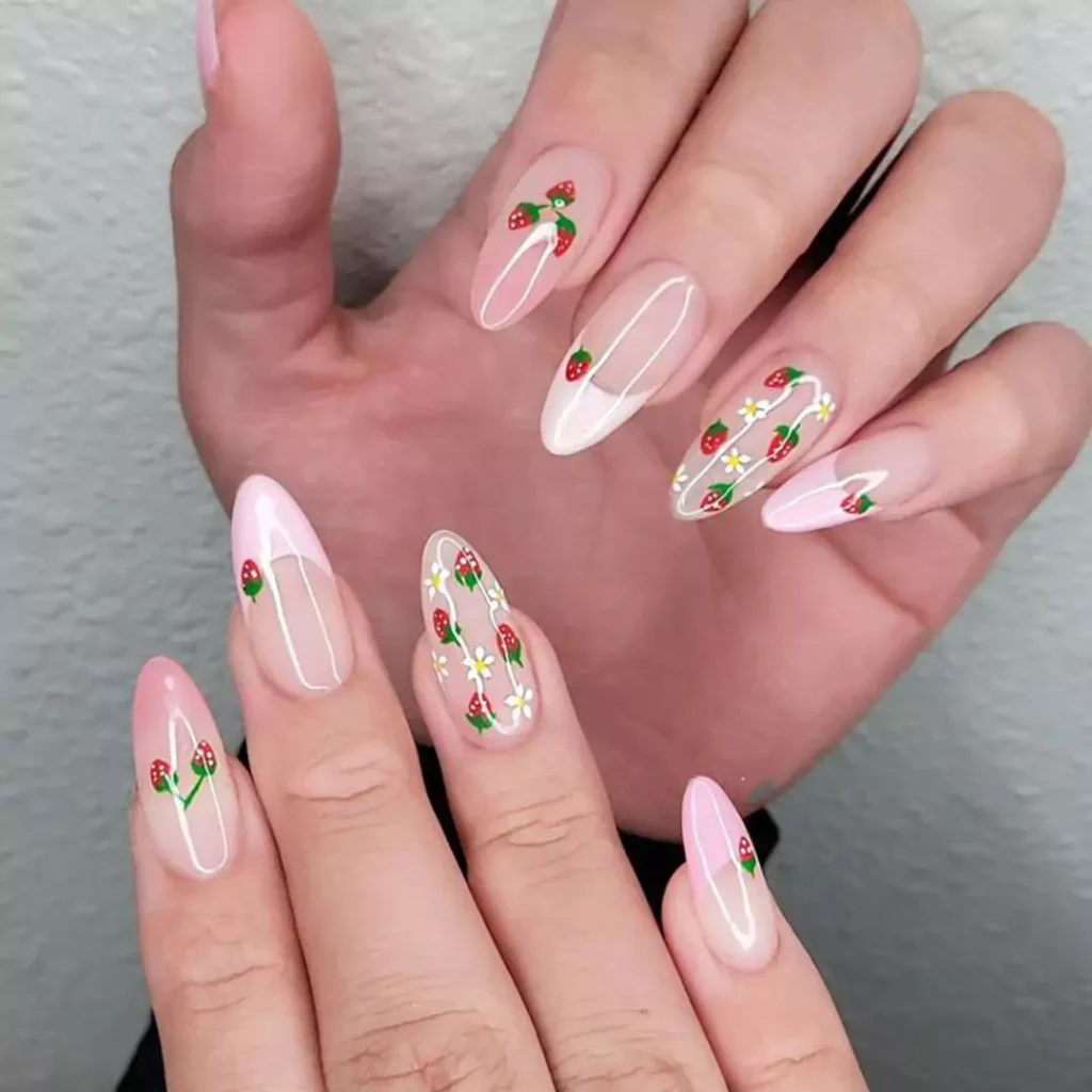 glamorous strawberry nail designs 