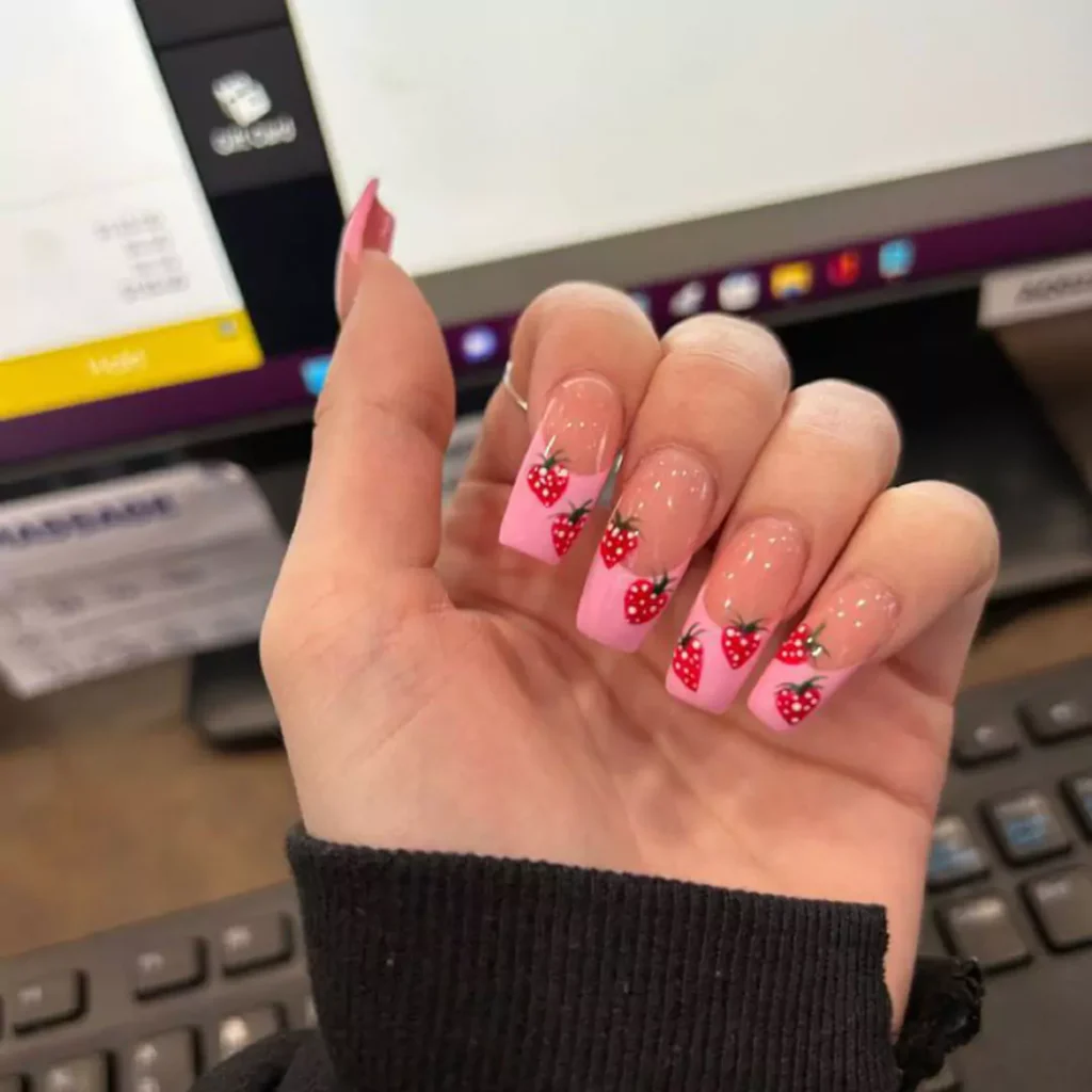 exquisite strawberry nail designs 