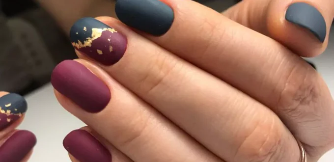 elegant short matte and velvet nail designs