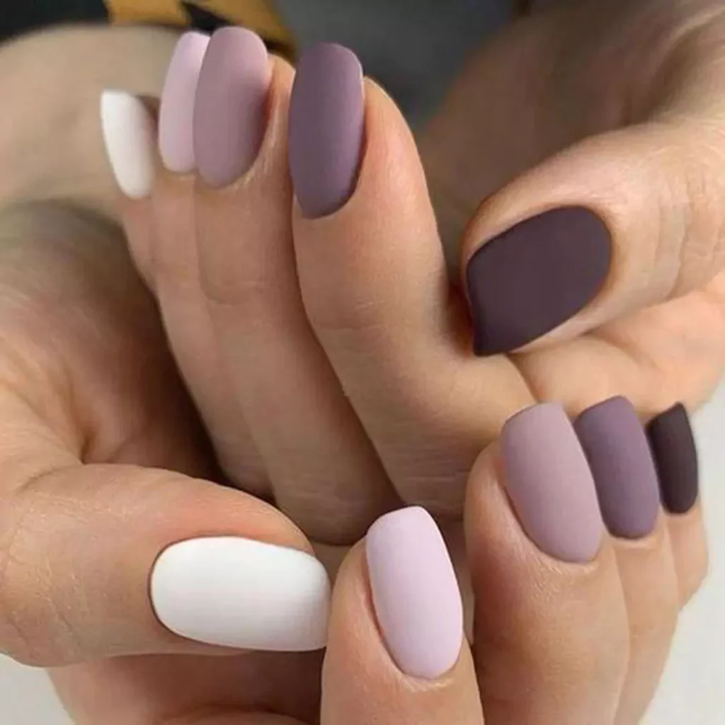 attractive short matte and velvet nails designs 