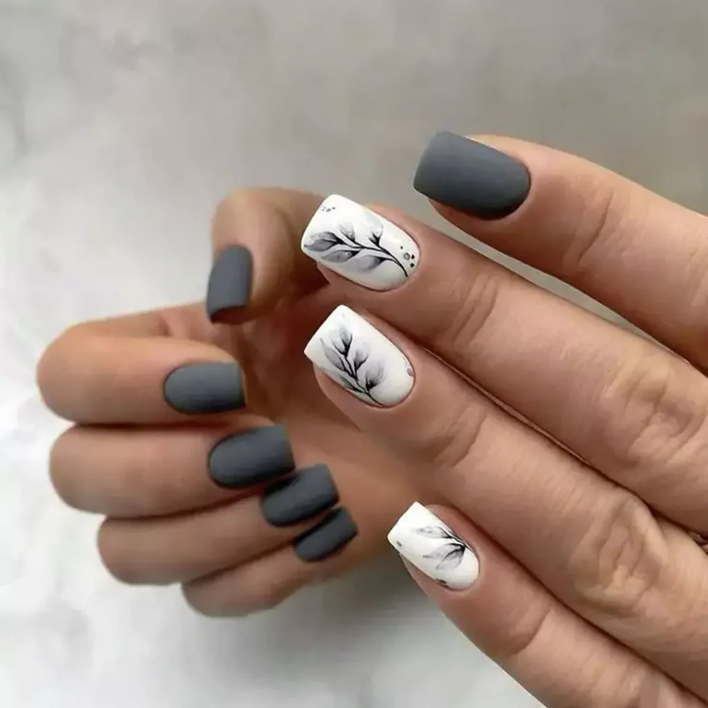 chic short matte and velvet nails designs 