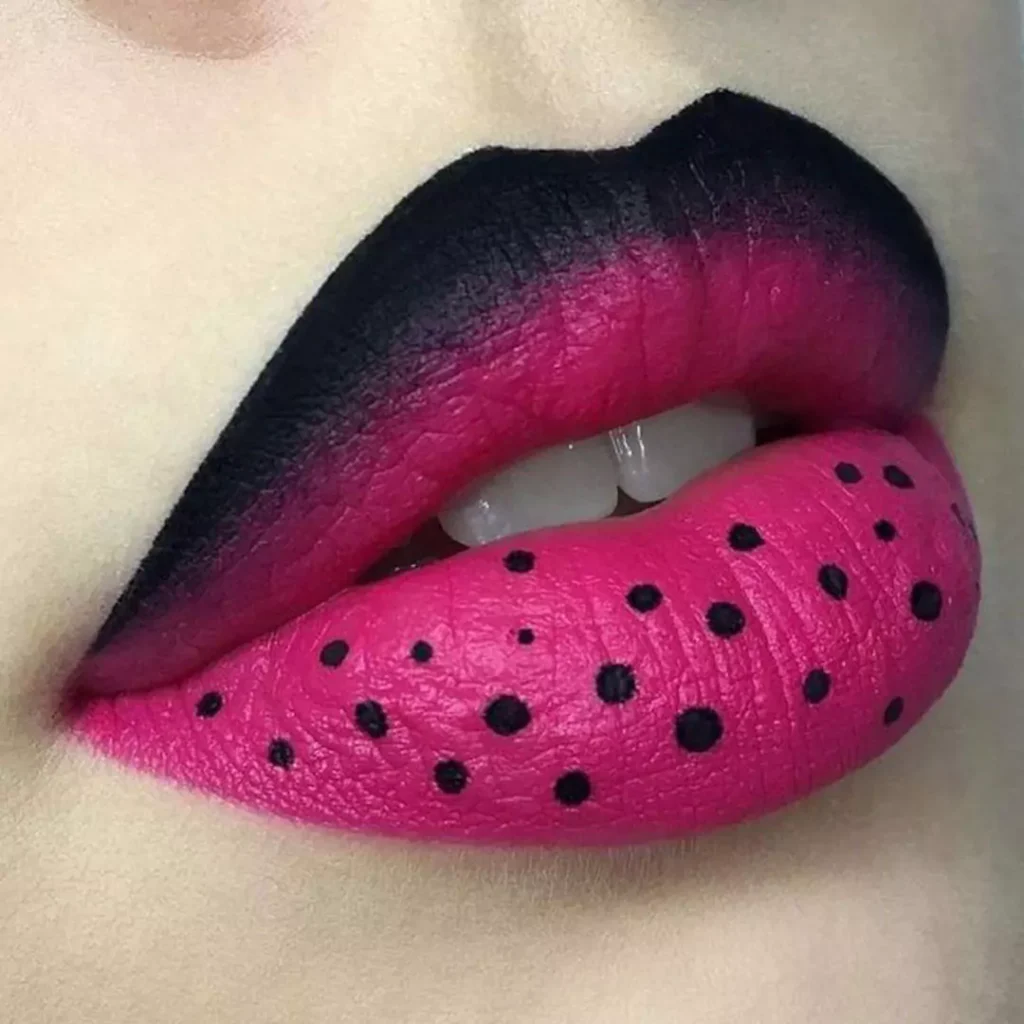 Stylish mottled lip makeup