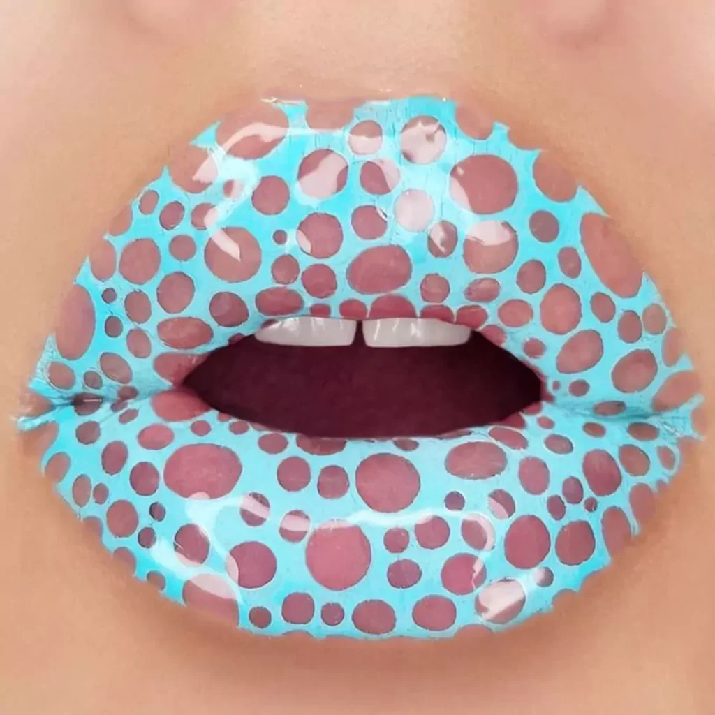 Modern mottled lip makeup