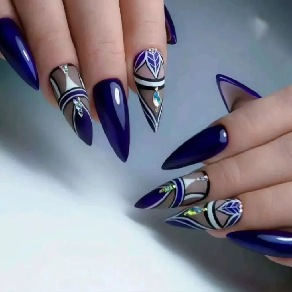 romantic long nails with stylish and beautiful designs 