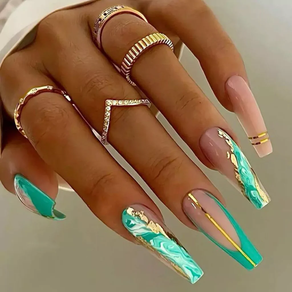 unique long nails with stylish and beautiful designs 