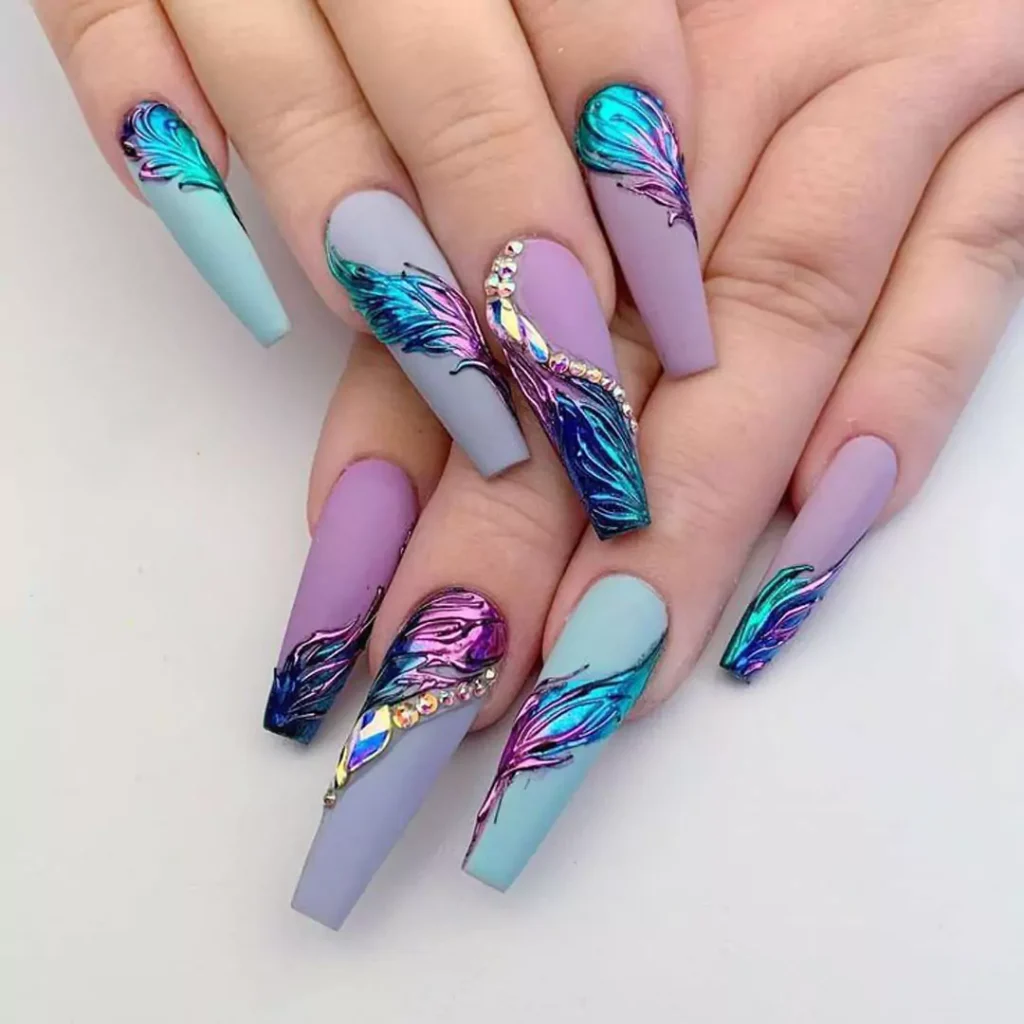 exquisite long nails with stylish and beautiful designs 