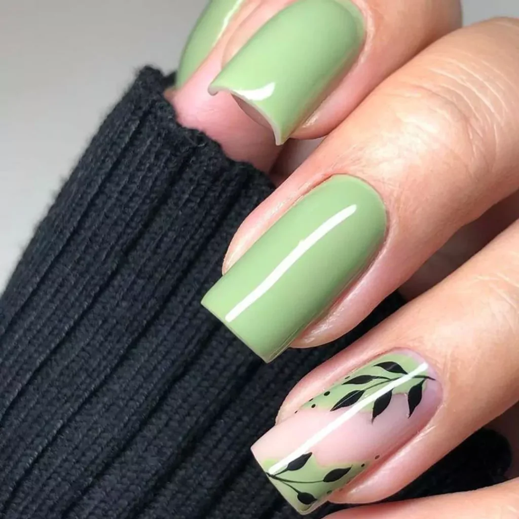 special green and peach nail designs