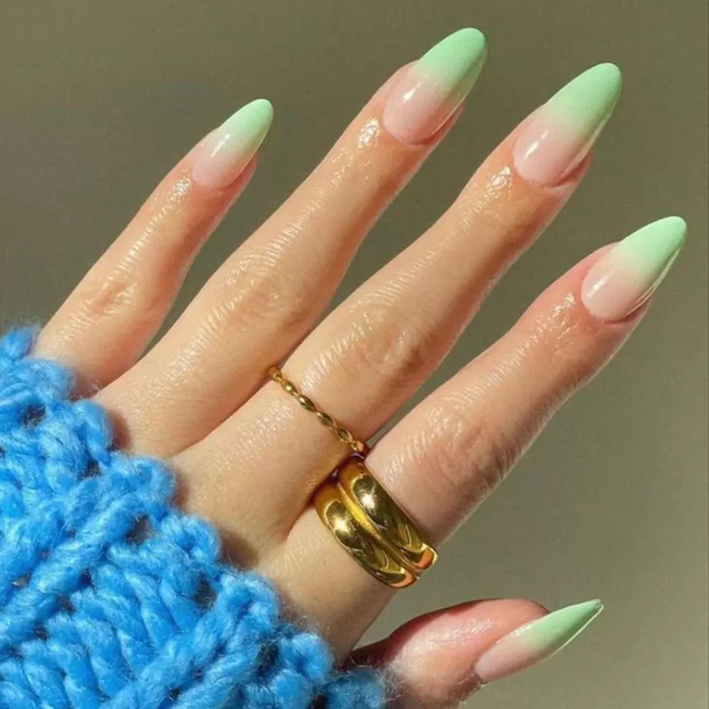 alluring green and peach nail designs