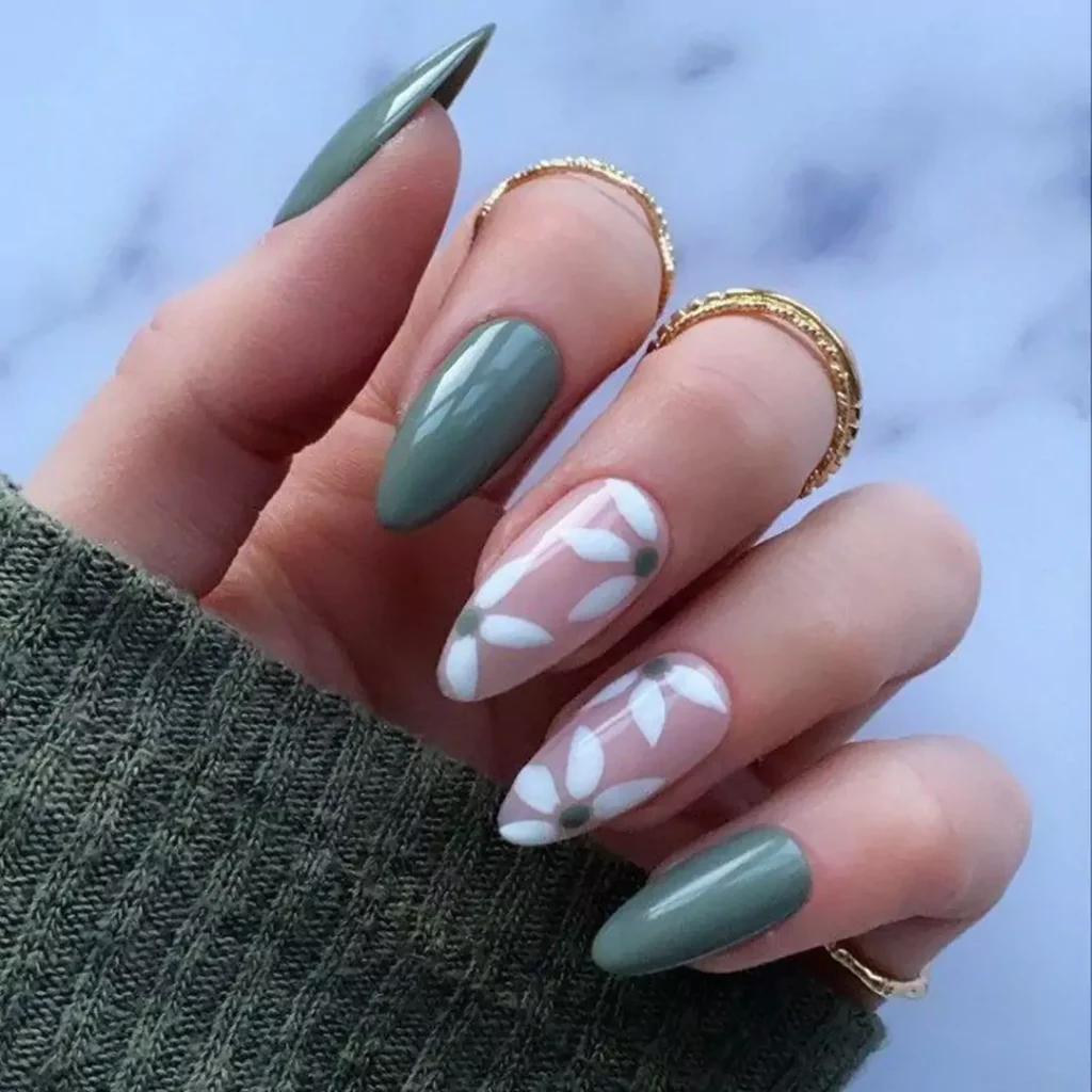 trendy green and peach nail designs