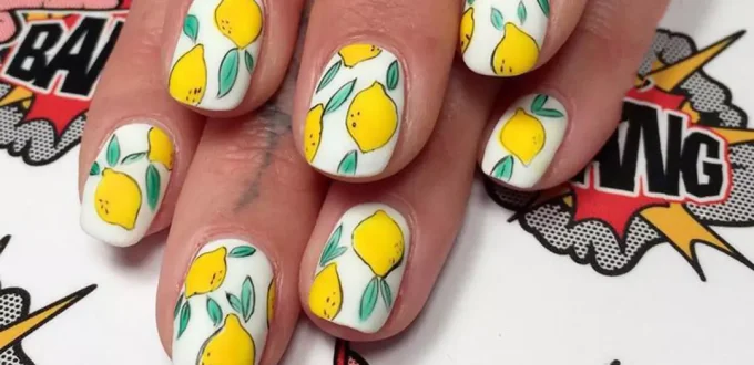 elegant yellow and white theme nail designs