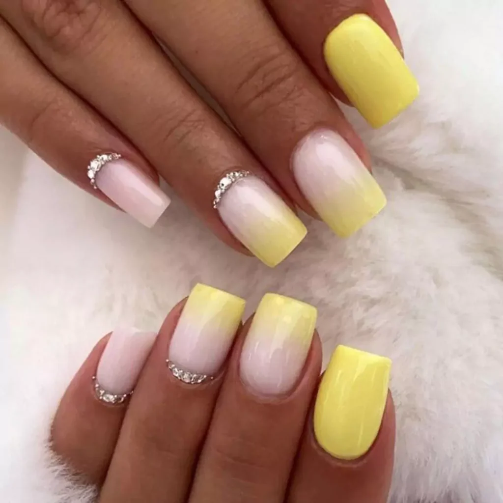 stunning yellow and white theme nail designs 