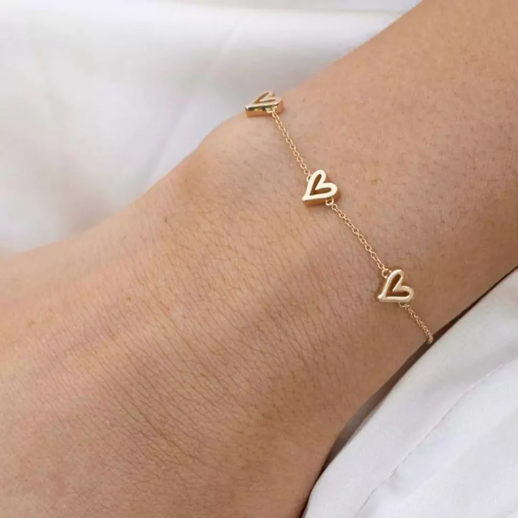 delicate gold heart-shaped bracelets