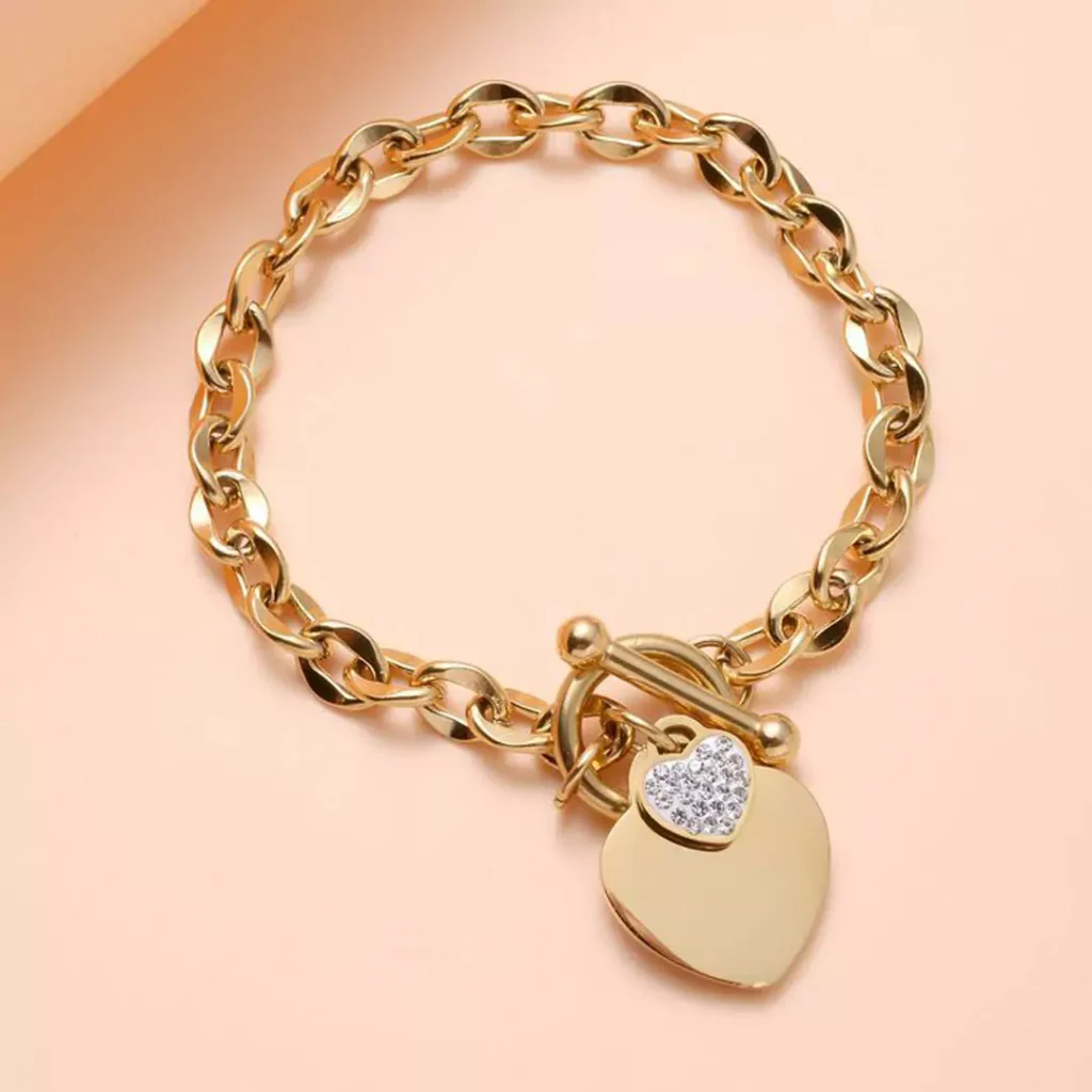 sophisticated gold heart-shaped bracelets