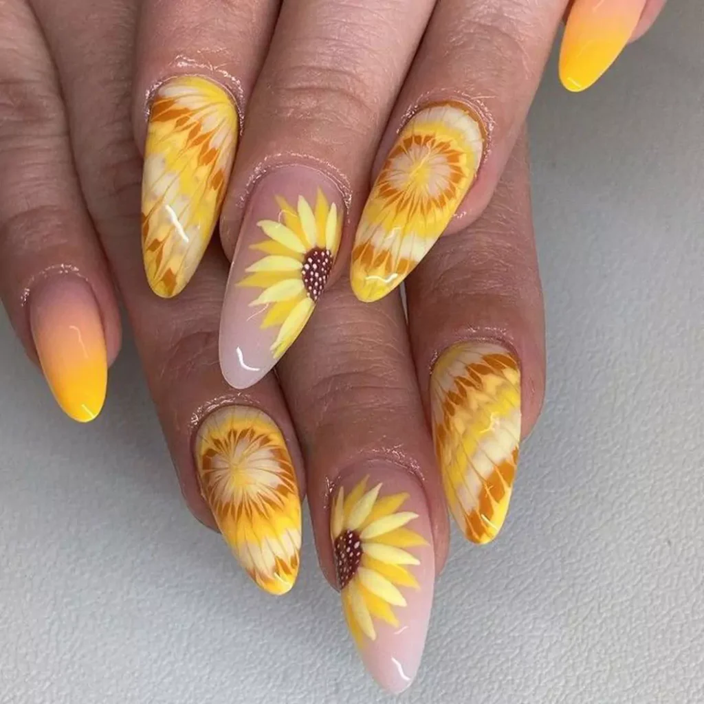 chic sunflower nail designs 